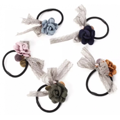 Girls Elastic Hair Ties Band Ropes Ponytail Fashion Flower Hair Band